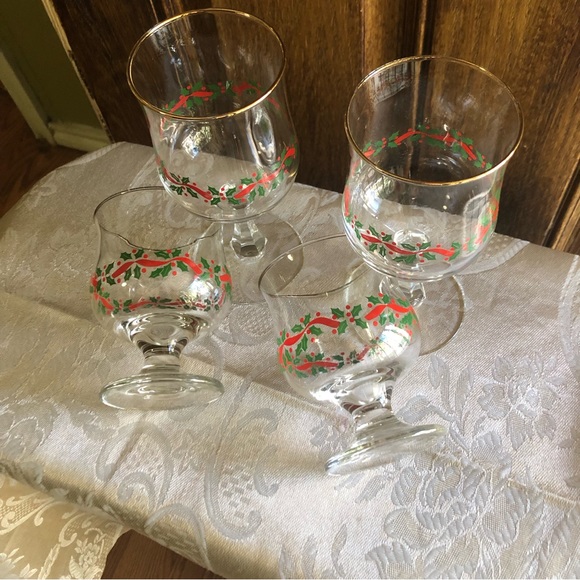 (4) Libbey holiday Xmas 🎄 glass wine/goblets - Picture 8 of 11